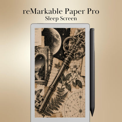 reMarkable Paper Pro Move — Antique Collage Sleep Screens, sepia + black & white