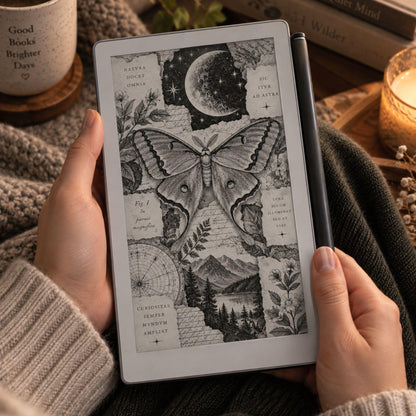 reMarkable Paper Pro Move — Antique Collage Sleep Screens, sepia + black & white