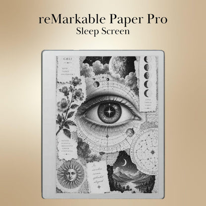 reMarkable Paper Pro & 2 — Antique Collage Sleep Screens, sepia + black & white