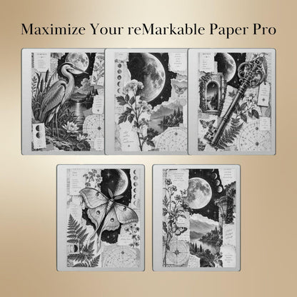 reMarkable Paper Pure & 2 — Antique Collage Sleep Screens, grayscale edition