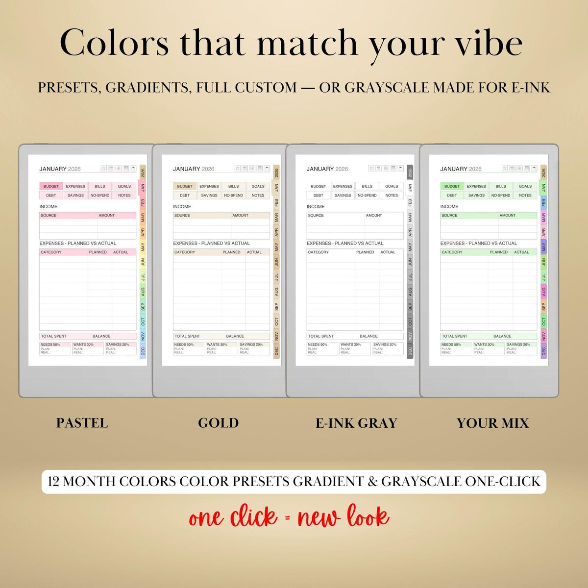 All reMarkable Devices — Budget Planner Creator, monthly budgets, savings & debt snowball