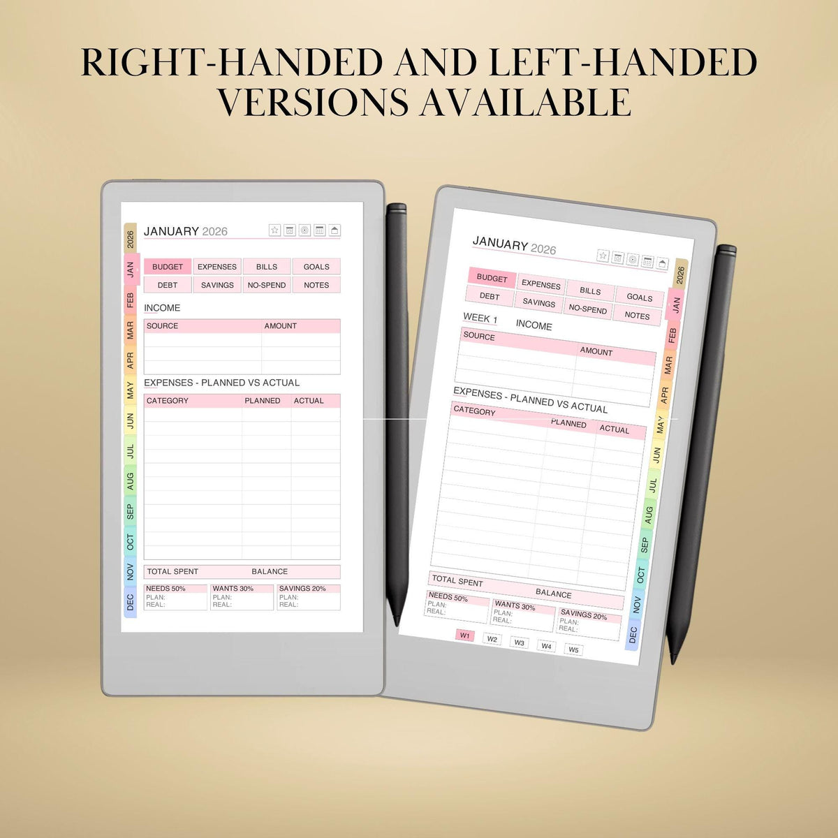 All reMarkable Devices — Budget Planner Creator, monthly budgets, savings & debt snowball