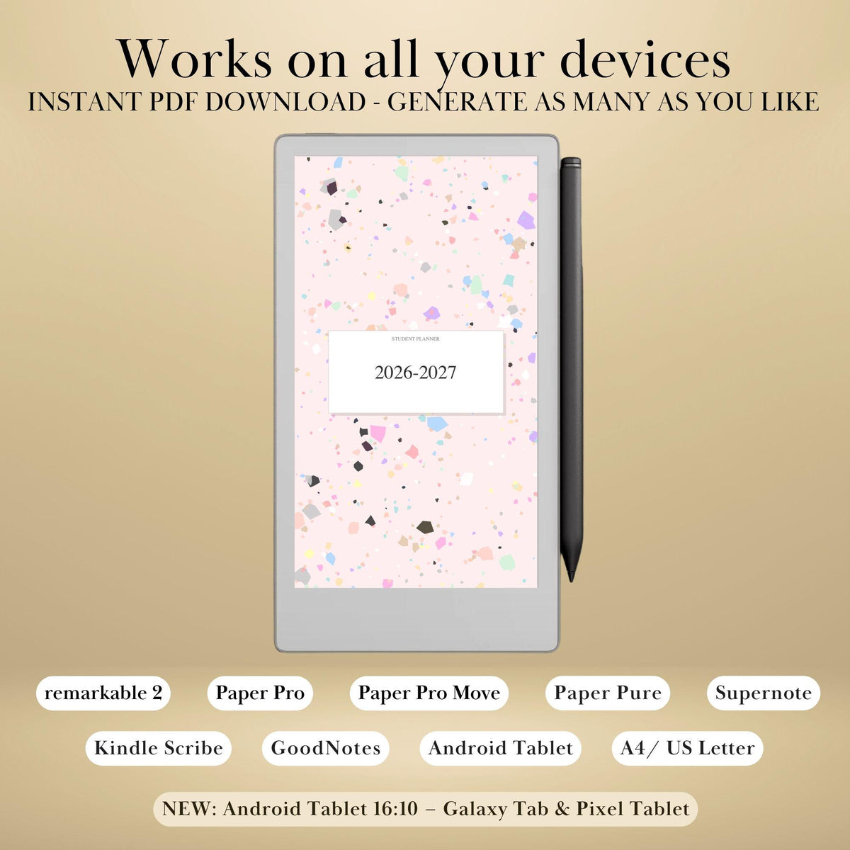 All reMarkable Devices — Student Planner Creator, academic year, grades & timetable