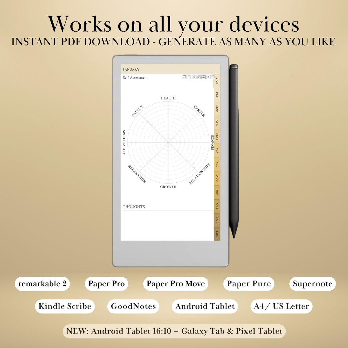 All reMarkable Devices — Wellness & Gratitude Journal Creator, mood tracker & year in pixels