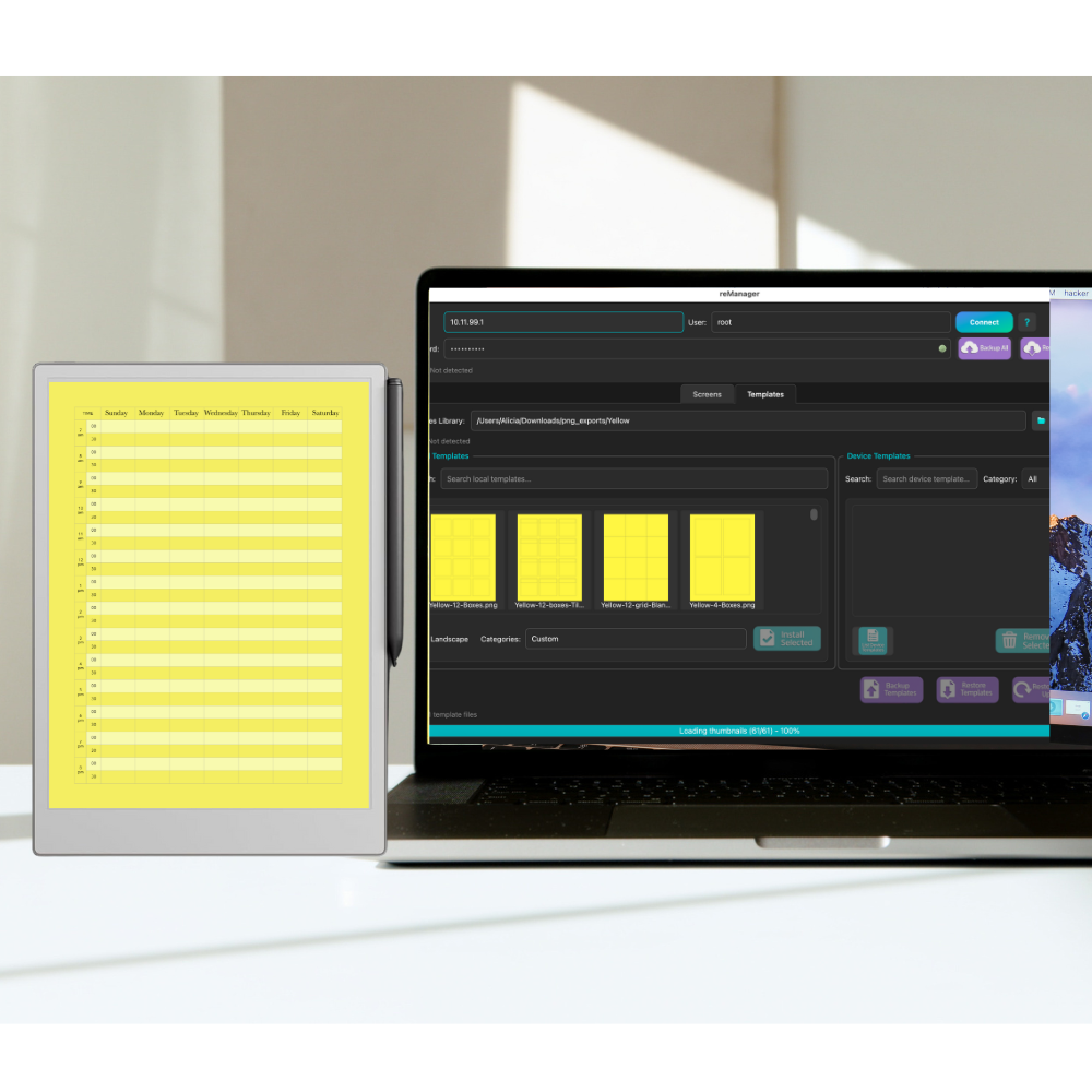 Software to customize reMarkable tablet Templates